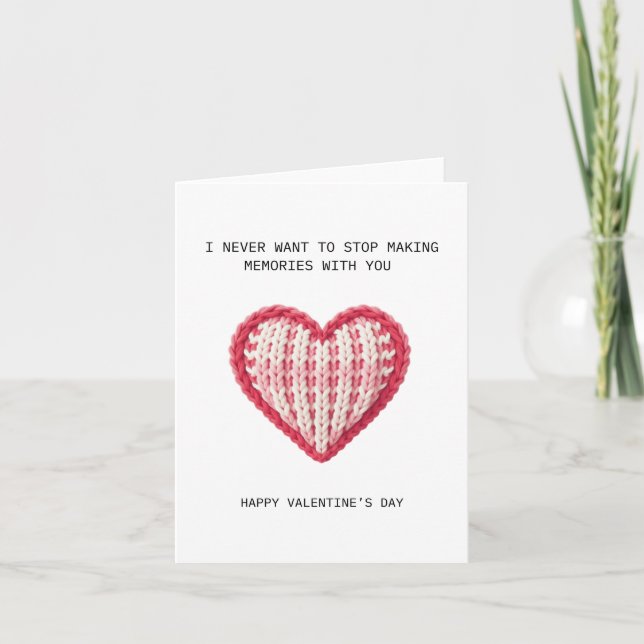 Valentine’s Day Card – Knit Heart Design (Front)