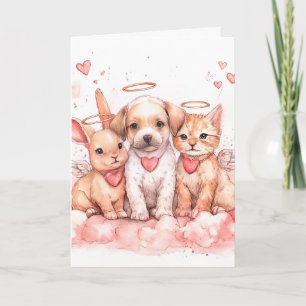 Valentine’s Day Card with Baby Bunny, Puppy