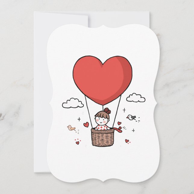 Valentine’s Day Cute Red Heart Balloon Women’s Cro Invitation (Front)