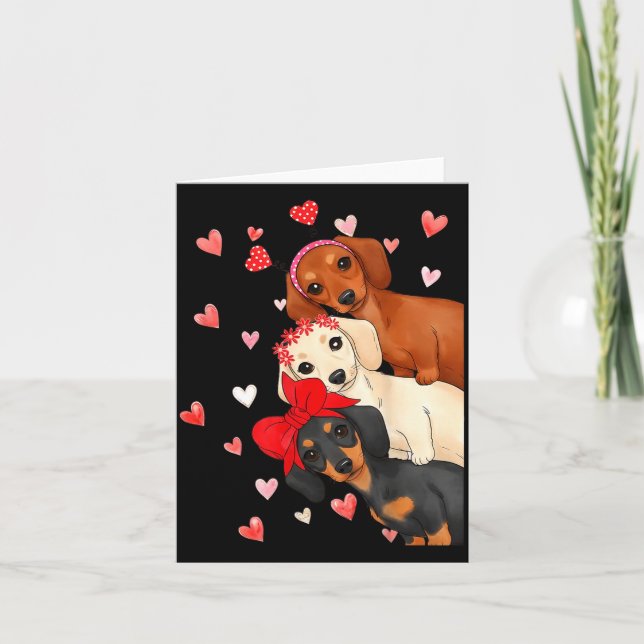 Valentine’s Day Dog Cute Dachshund Dogs For Dog Mo Card (Front)