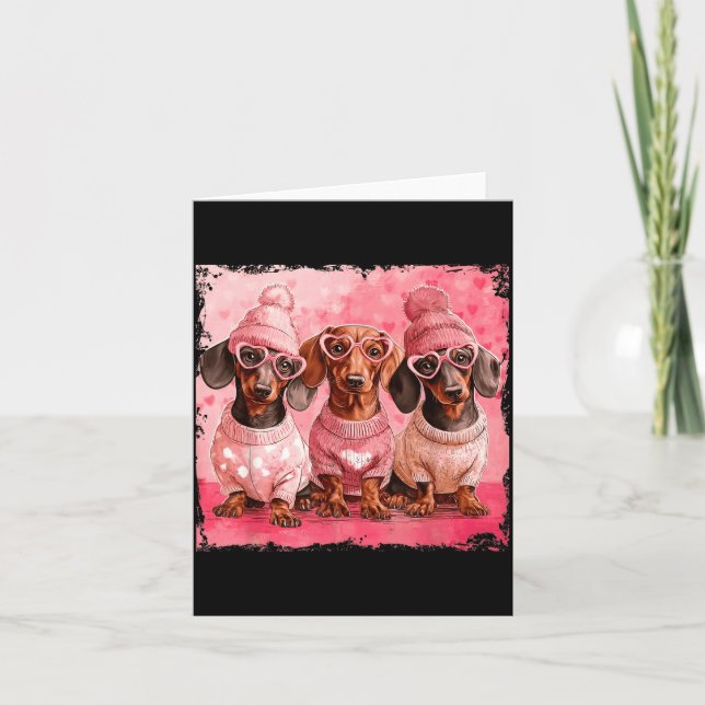 Valentine’s Day Dog Cute Dachshund Dogs For Dog Mo Card (Front)