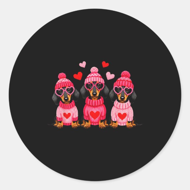 Valentine’s Day Dog Cute Dachshund Dogs For Dog Mo Classic Round Sticker (Front)