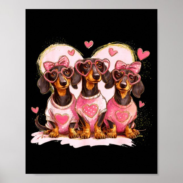 Valentine’s Day Dog Cute Dachshund Dogs For Dog Mo Poster (Front)