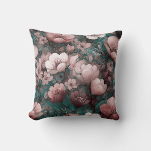 Valentine’s Day Floral Romantic Pink Green Cushion