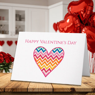 Valentine’s Day for Her - Chevron Heart Pink Love Card