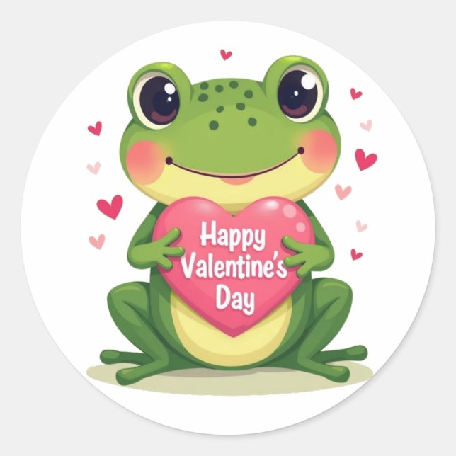 Valentine´s day frog classic round sticker (Front)