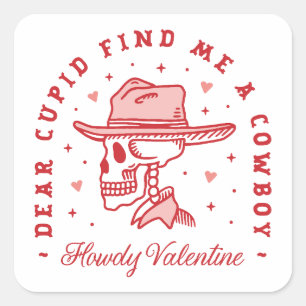 Valentine’s day funny single cowboy country girl square sticker