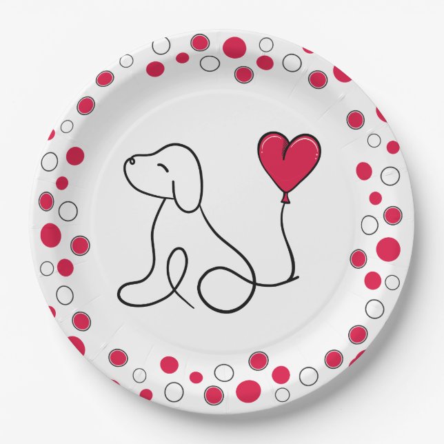 Valentine’s Day Galentine’s Day Dog Party Paper Plate (Front)