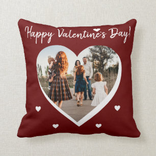 Valentine`s day Heart Family Photo Script Cushion