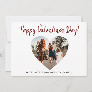 Valentine`s day Heart Family Photo Script Holiday Card