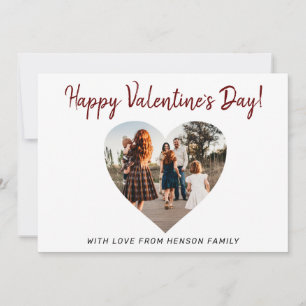 Valentine`s day Heart Family Photo Script Holiday Card