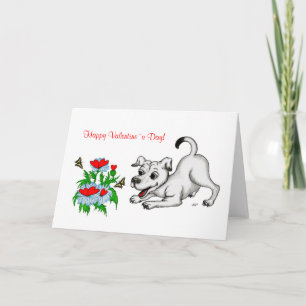 Valentine´s Day, Heart, Flower, Puppy & Butterfly Holiday Card
