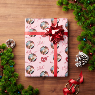 Valentine’s Day Heart & Initials Custom Photo Wrapping Paper