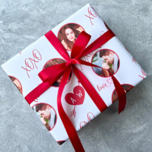 Valentine’s Day Heart & Initials Custom Photo Wrapping Paper