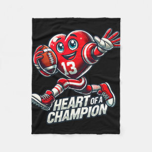 Valentine’s Day Heart Of A Champion Football Desig Fleece Blanket