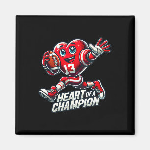 Valentine’s Day Heart Of A Champion Football Desig Magnet