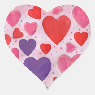 Valentine’s Day Hearts in Pink Purple and Red Heart Sticker