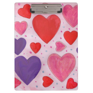 Valentine’s Day Hearts in Pink, Purple & Red Clipboard