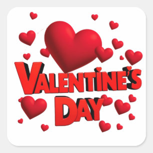 Valentine´s day hearts love square sticker