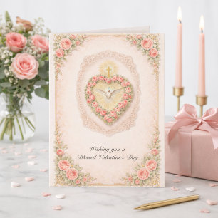 Valentine’s Day Holy Spirit Dove Roses Holiday Card