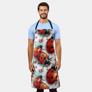Valentine`s Day Ladybug Love Pattern Apron