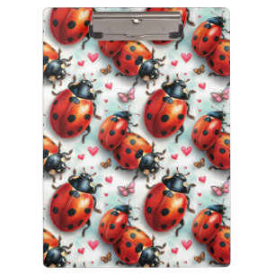Valentine`s Day Ladybug Love Pattern Clipboard