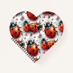 Valentine`s Day Ladybug Love Pattern Notebook