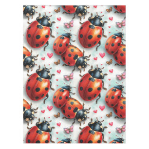 Valentine`s Day Ladybug Love Pattern Tablecloth