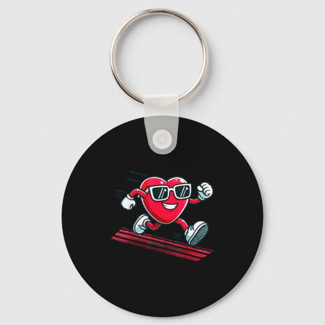 Valentine’s Day Love Heart Runner Track Running  Key Ring (Front)