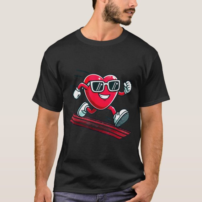 Valentine’s Day Love Heart Runner Track Running  T-Shirt (Front)