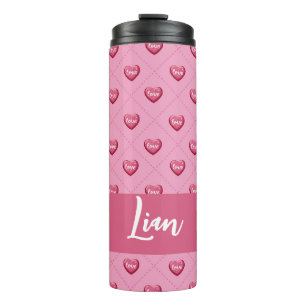 Valentine’s Day Love Hearts. Sweet and Glossy Hea Thermal Tumbler