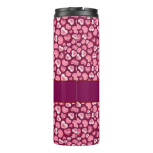 Valentine’s Day Love Hearts. Sweet and Glossy Hea Thermal Tumbler