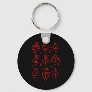 Valentine’s Day Mexican Milagro Gothic Goth Sacred Key Ring