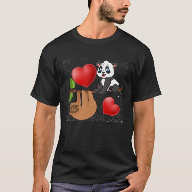 Valentine s Day  Panda And Sloth Men Women Kids T-Shirt (Front)