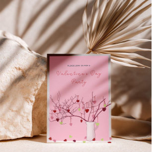 Valentine’s Day Party – Heart Branch on Pink Invitation