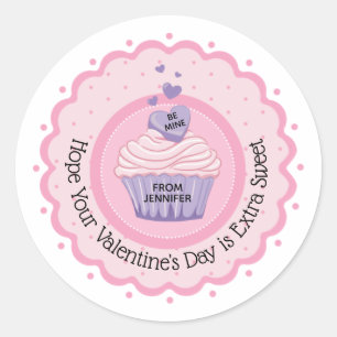 Valentine’s Day Pink Cupcake Classic Round Sticker