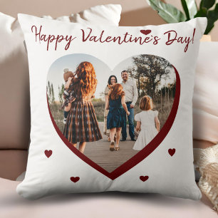 Valentine`s day Red Heart Family Photo Script Cushion