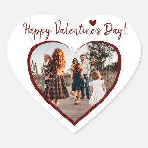 Valentine`s day Red Heart Family Photo Script Sticker