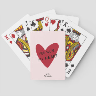 Valentine’s Day red heart on the pink bg  Playing Cards