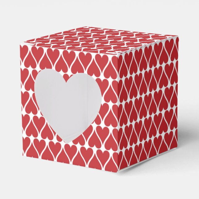 Valentine’s Day Red Hearts Pattern Favour Box (Front Side)