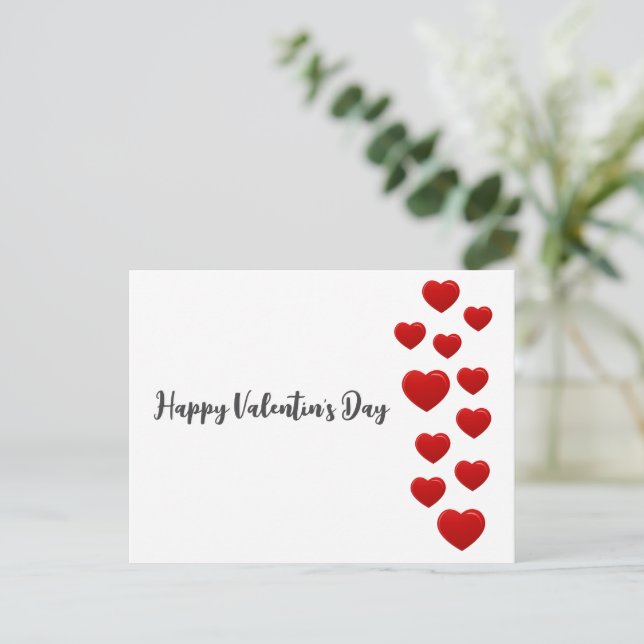 Valentine’s Day Red Hearts Postcard – Romantic  (Standing Front)