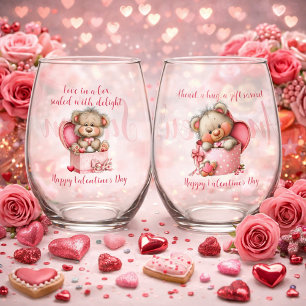 Valentine’s Day Teddy Bear Wine Glasses