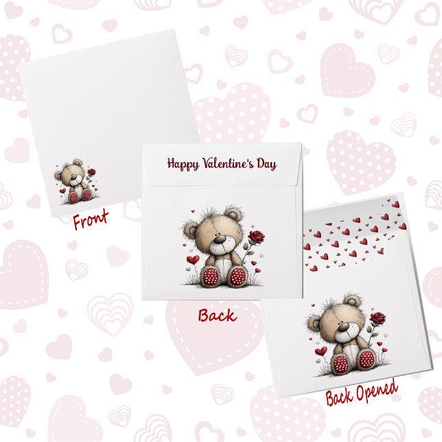 Valentine’s Day Teddy Bear with Rose  Envelope (Creator Uploaded)