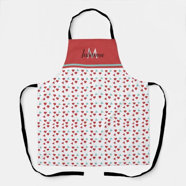 Valentine’s Day Theme Heart Confetti Pattern Apron (Front)