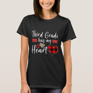 Valentine’s Day Third Grade Has My Heart Plaid Tea T-Shirt