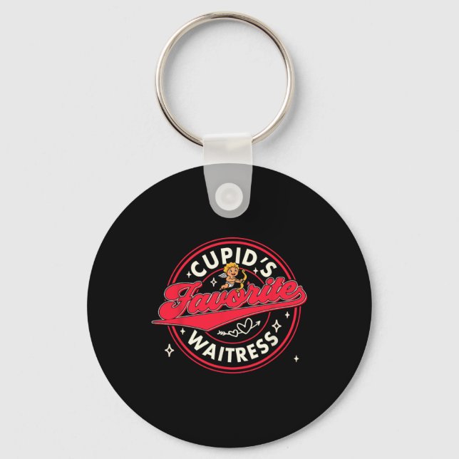 Valentine’s Day Waitress Funny Cupid's Favourite W Key Ring (Front)