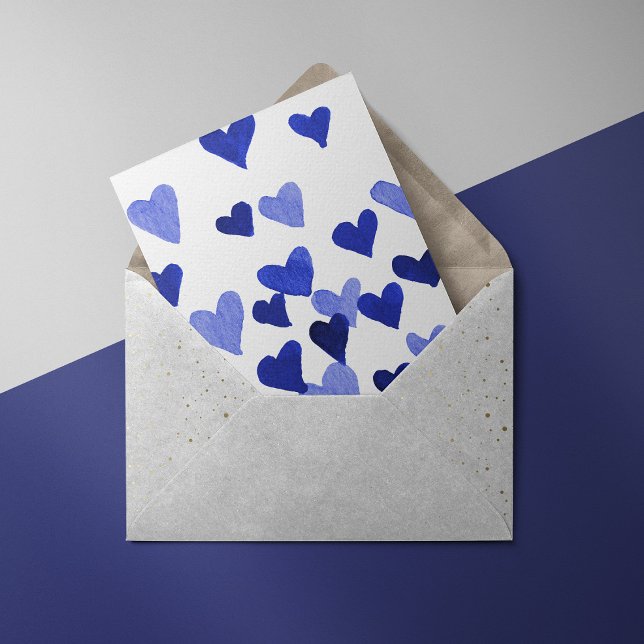 Valentine’s Day Watercolor Hearts – blue Holiday Card (Creator Uploaded)