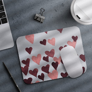 Valentine’s Day Watercolor Hearts – dark pink Mouse Pad