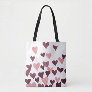 Valentine’s Day Watercolor Hearts – dark pink Tote Bag