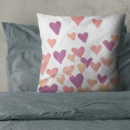 Valentine’s Day Watercolor Hearts – pastel pink Cushion